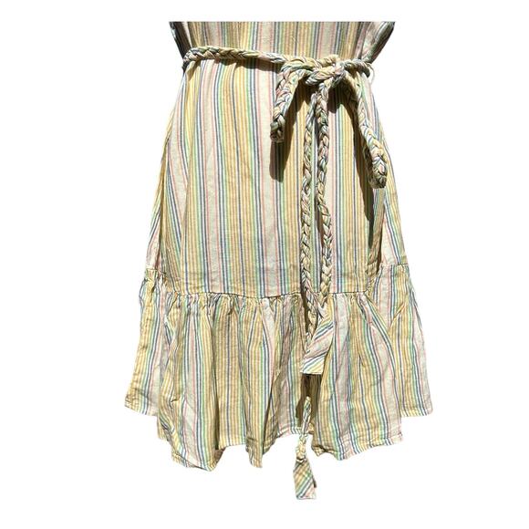 Marine Layer Laney Dress Medium Pastels Beachy Stripe Tiered Ruffle Mini NWT - Picture 6 of 16